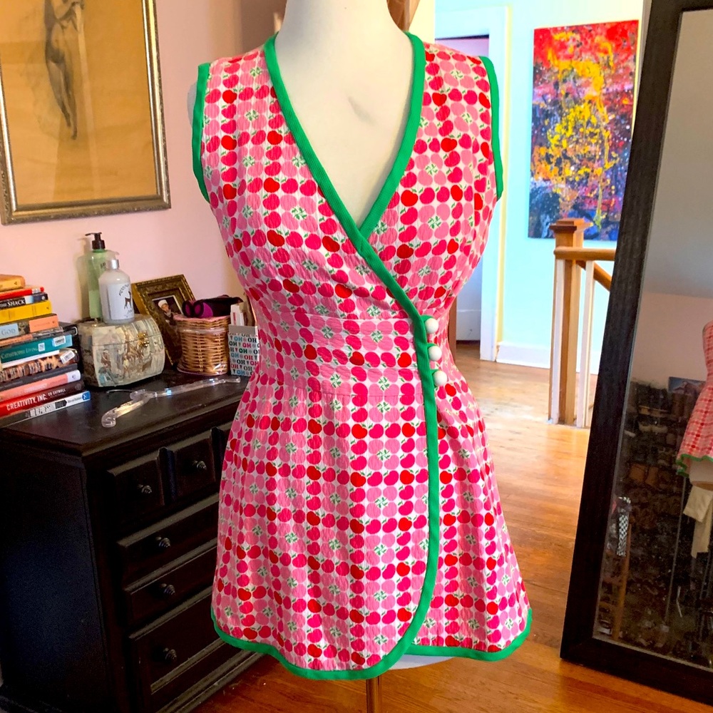 Vintage, handmade rockabilly wrap apron mini dress